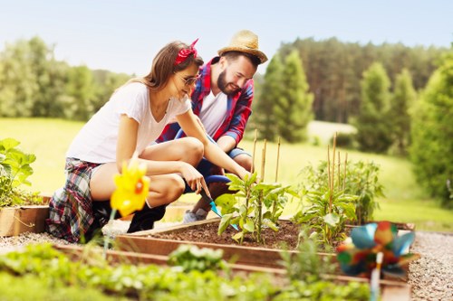 A beautifully landscaped garden showcasing vibrant flowers and greenery.